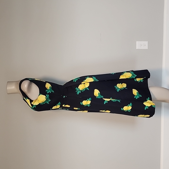 Eva Mendes navy blue sleeveless dress with yellow lemons-0 - Picture 3 of 8